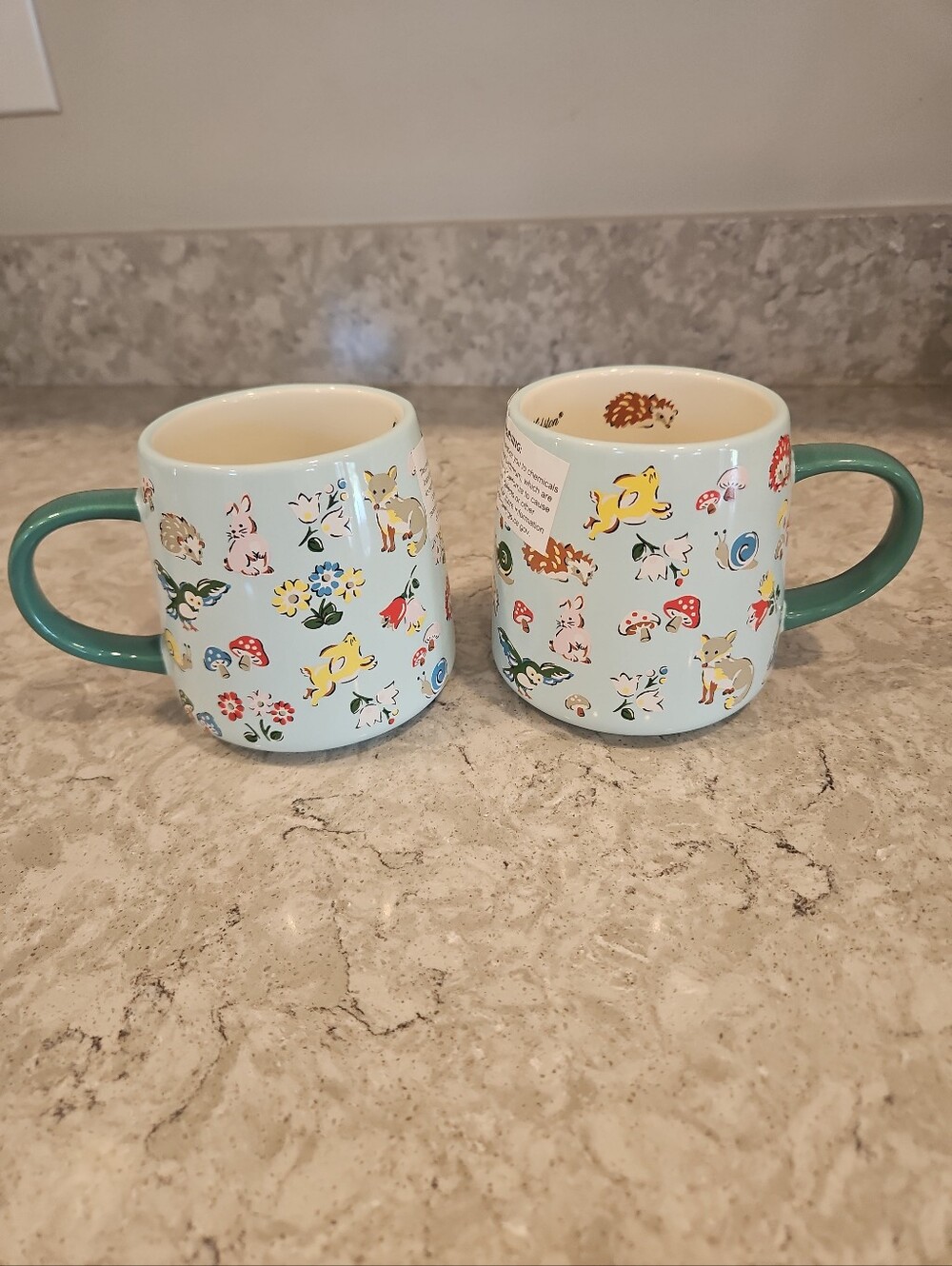 Cath Kidston Woodland Animal Mushrooms Coffee Mugs Set Of 2